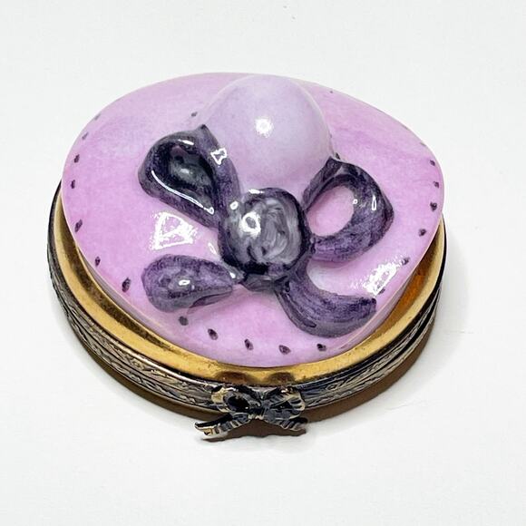 Limoges Other - Limoges Box Pink Hand Painted Porcelain Hat Trinket